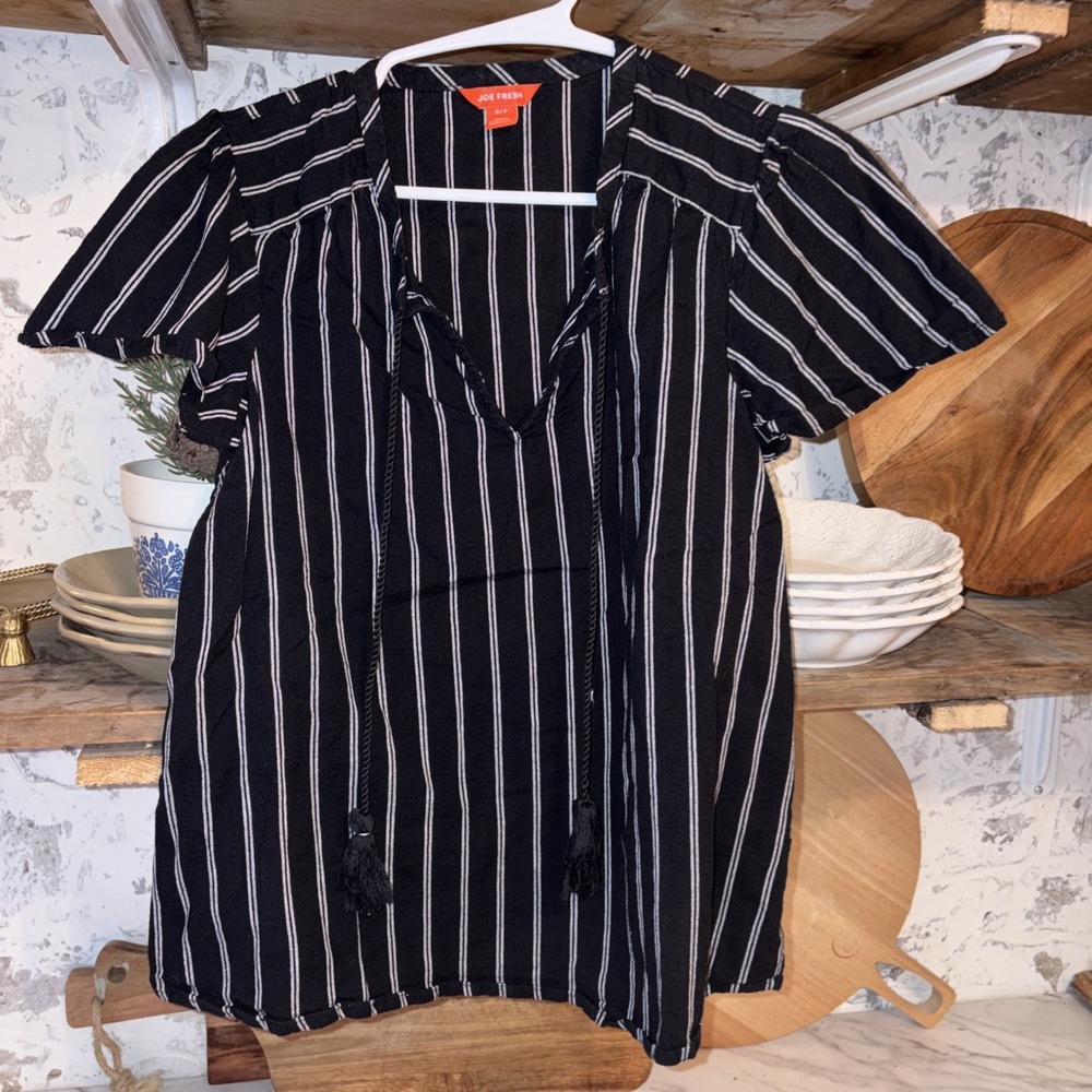 100% Cotton Bohemian Festival Coastal Cowgirl Stripe Tunic Shirt Women's S